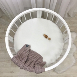Poza cu Husă pentru saltea rotundă pătuț bebeluși / copii, cu elastic, dimensiuni 70 x 70 cm, culoare albă